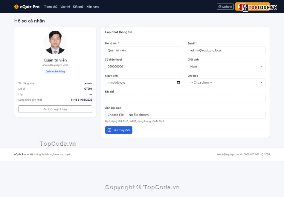 Web Thi Trắc Nghiệm Online,thi trắc nghiệm,code thi trắc nghiệm